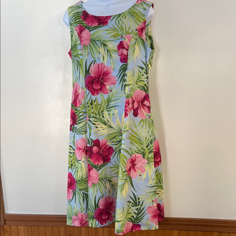 Pink and Blue Sleeveless Resort Sundress Size Large Made in Hawaii